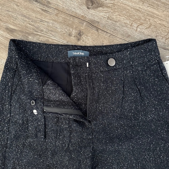 NWT ModCloth Navy Tweed Wide Leg High Rise Pleated Trouser Pants - Picture 4 of 5